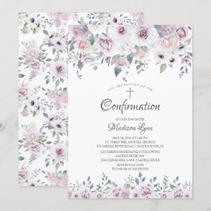 Invitation Confirmation de l'aquarelle violet Fleurs