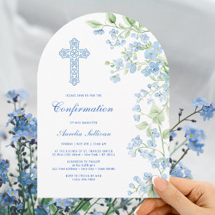 Invitation Confirmation de l'arc des fleurs d'aquarelle bleue