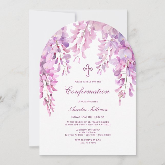 Invitation Confirmation de l'arc rose Lilac Wisteria (Devant)