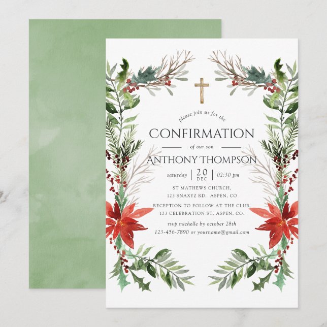 Invitation Confirmation de Noël en forêt hivernale (Devant / Derrière)