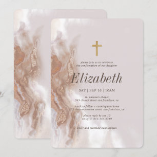Invitation Confirmation De Sa Croix D'Aquarelle D'Or