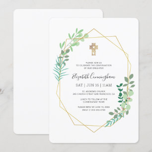 Invitation Confirmation De Sa Croix Géométrique D'Or De Folia