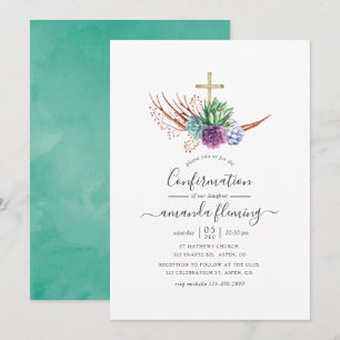 Invitation Confirmation de succulentes de désert à l'aquarell