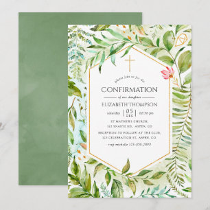 Invitation Confirmation de verdure géométrique à l'aquarelle
