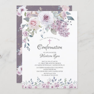 Invitation Confirmation des fleurs de violet d'aquarelle