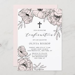 Invitation Confirmation des fleurs roses modernes