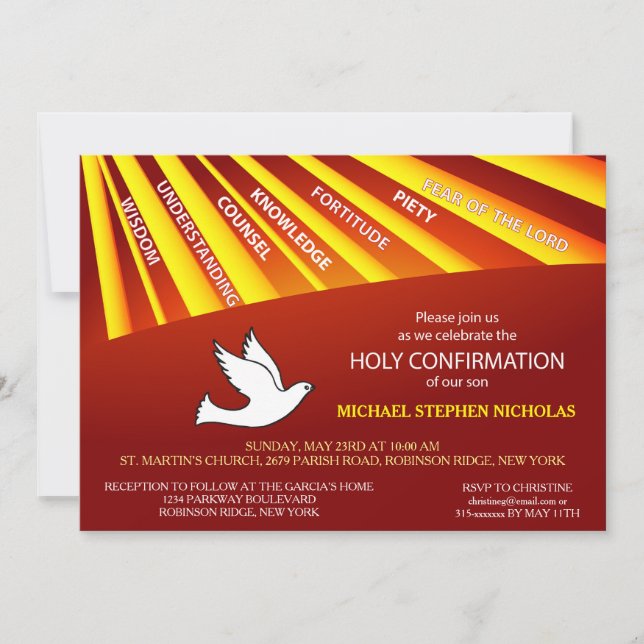 Invitation Confirmation d'invitation Gold et Red Rays (Devant)