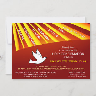 Invitation Confirmation d'Invitation Rayons Or et Rouge
