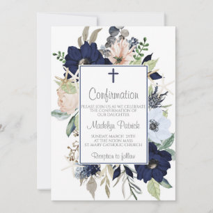 Invitation Confirmation du cadre floral bleu