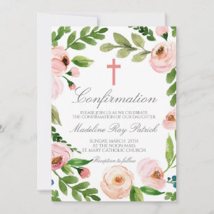Invitation Confirmation du cadre floral rose