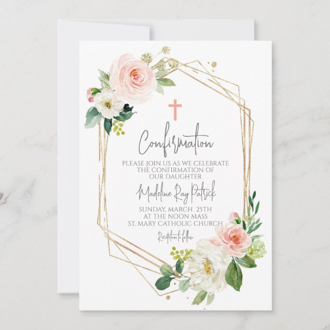 Invitation Confirmation du cadre floral rose (Devant)