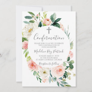 Invitation Confirmation du cadre floral rose