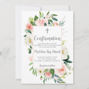 Invitation Confirmation du cadre floral rose
