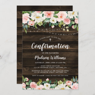 Invitation Confirmation d'une fille à cordes florales roses r