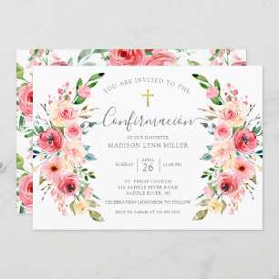 Invitation Confirmation en espagnol du Rose Springtime Peonie