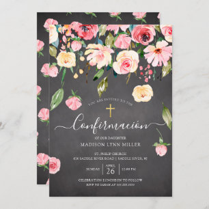 Invitation Confirmation en espagnol Rose des pignons rose Cha