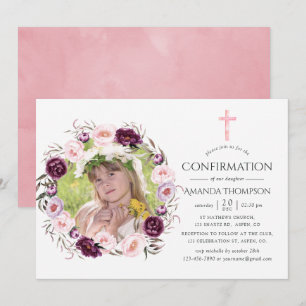 Invitation Confirmation en velours profond et rose buisson