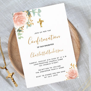 Invitation Confirmation eucalyptus rousse rose floral fille