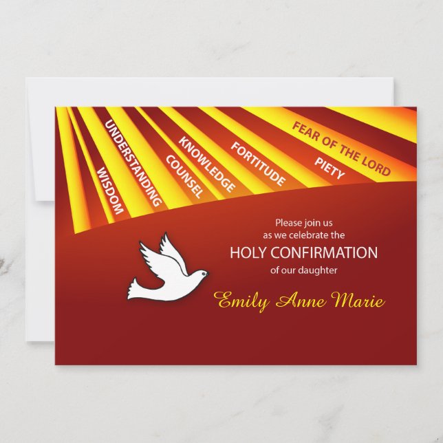 Invitation Confirmation Fille Personnalisable, Cus (Devant)