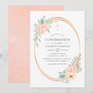 Invitation Confirmation Fleurie Géométrique Pastel Rosé