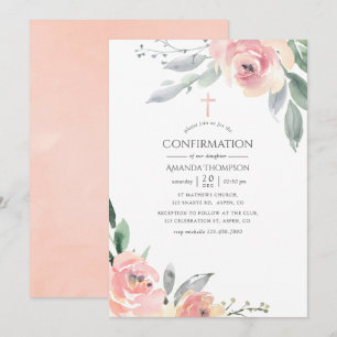 Invitation Confirmation Fleurie Rose Pâle Pastel