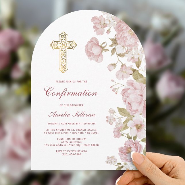 Invitation Confirmation Fleurs de rose Arc (Créateur téléchargé)