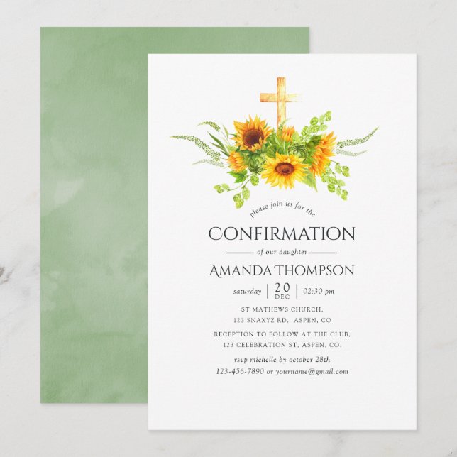 Invitation Confirmation Fleurs de Soleil Bohème (Devant / Derrière)