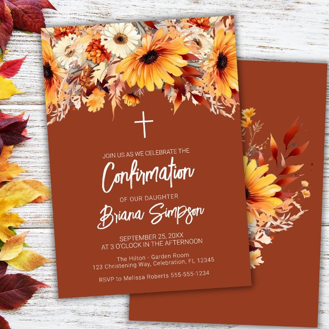 Invitation Confirmation florale automnale en terre cuite (Créateur téléchargé)