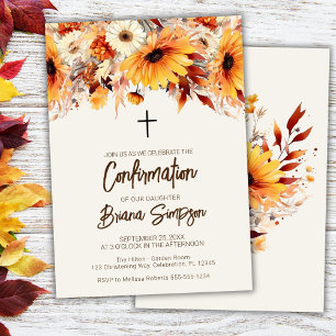 Invitation Confirmation Florale Beige d'Automne