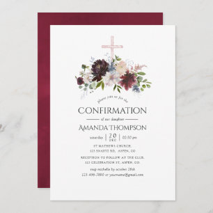 Invitation Confirmation florale bourguignonne et floue