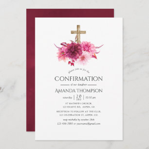 Invitation Confirmation florale bourguignonne et floue
