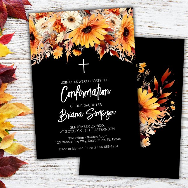 Invitation Confirmation florale d'automne noir (Créateur téléchargé)
