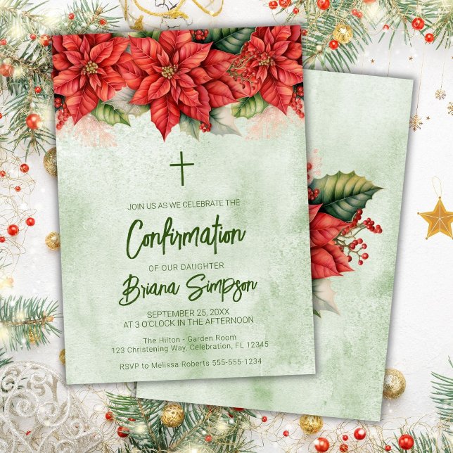 Invitation Confirmation florale de Noël au poinsettia (Créateur téléchargé)