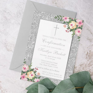 Invitation Confirmation Florale De Parties scintillant D'Arge