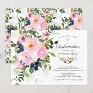 Invitation Confirmation florale des Roses et des pivoines
