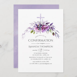 Invitation Confirmation florale du coquelet de violet poussié