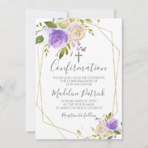 Invitation Confirmation florale pourpre