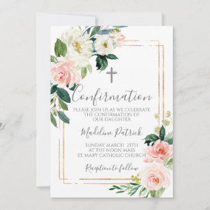 Invitation Confirmation florale rose