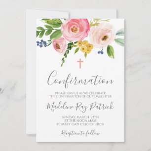 Invitation Confirmation florale rose