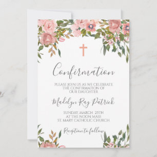 Invitation Confirmation florale rose