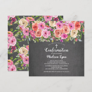Invitation Confirmation florale rose Chalkboard moderne