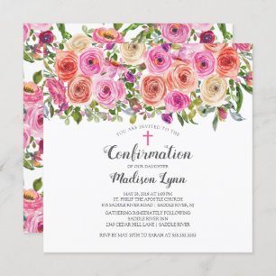 Invitation Confirmation florale rose colorée moderne
