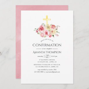 Invitation Confirmation florale rose et jaune