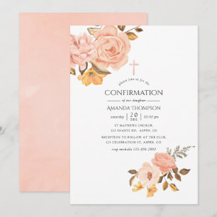 Invitation Confirmation florale rose et or