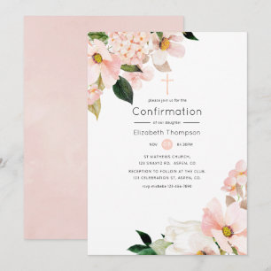 Invitation Confirmation florale rose pastel aquarelle