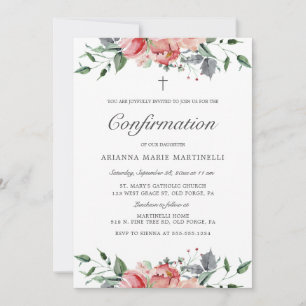 Invitation Confirmation florale rose simple et élégante pour 