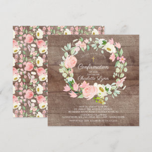 Invitation Confirmation florale Rustique chic rose