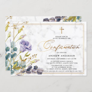 Invitation Confirmation florale Vintage d'or