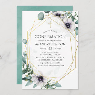 Invitation Confirmation géométrique de l'anémone Eucalyptus