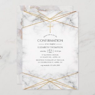 Invitation Confirmation géométrique en marbre d'or